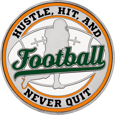 Dark Green "Football" with Orange Outer Circular Borders